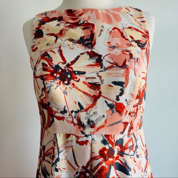 LOFT Sleeveless Floral Red  Dress Petite 0 NWOT - Picture 2 of 9